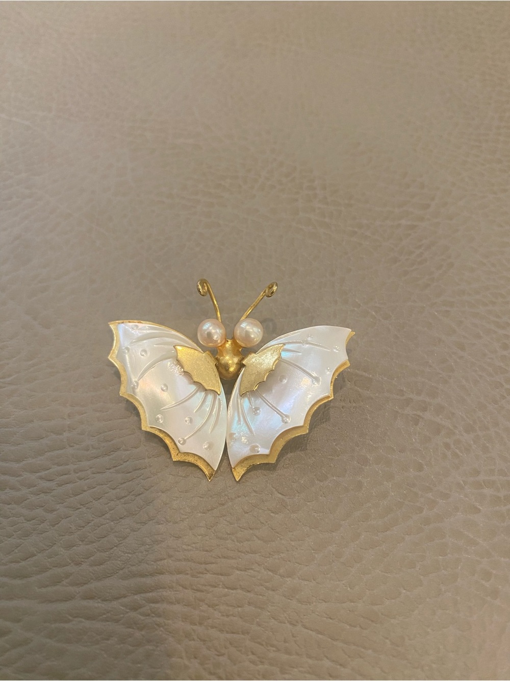 Vintage Cultured Pearl Butterfly Brooch Pin 60’s